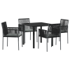 Zestaw 3 Czarny Rattan PE, Stal, Tkanina poliester Standardowy