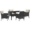 Zestaw 5 Piece Garden Dining Set z poduszkami czarny polirattan