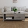 Stolik kawowy HAMAR, jasnoszary, 100x55x35 cm, drewno sosnowe
