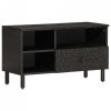 Szafka pod telewizor, czarna, 80x33x46 cm, lite drewno mango
