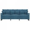 Sofa 3-osobowa, niebieski, 180 cm, tapicerowana aksamitem