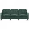 Sofa 3-osobowa, ciemnozielony, 180 cm, obita aksamitem
