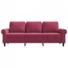 Sofa 3-osobowa, winna czerwień, 180 cm, obita aksamitem