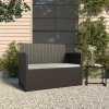 Ławka ogrodowa z poduszkami, czarna, 105 cm, polirattan
