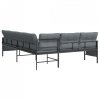 Ogrodowa sofa narożna, antracytowa, stal i textilene