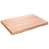 Półka, brązowa, 80x60x(2-6) cm, lakierowane lite drewno dębowe