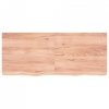 Półka, brązowa, 120x50x(2-6) cm, lakierowane lite drewno dębowe