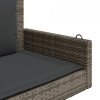 Ławka bujana z poduszkami, szara, 119x56x48 cm, polirattan