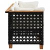 Sofa ogrodowa z poduszkami, 3-osobowa, czarna, polirattan