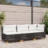Sofa ogrodowa z poduszkami, 3-osobowa, czarna, polirattan