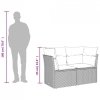 Sofa ogrodowa z poduszkami, 2-osobowa, czarna, polirattan