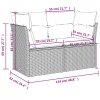 Sofa ogrodowa z poduszkami, 2-osobowa, czarna, polirattan