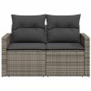 Sofa ogrodowa z poduszkami, 2-osobowa, szara, polirattan