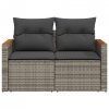 Sofa ogrodowa z poduszkami, 2-osobowa, szara, polirattan