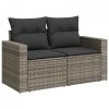 Sofa ogrodowa z poduszkami, 2-osobowa, szara, polirattan