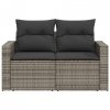 Sofa ogrodowa z poduszkami, 2-osobowa, szara, polirattan
