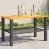 Stolik ogrodowy, czarny, 70x38x42 cm, polirattan i akacja