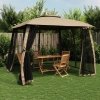 Altana z podwójnym dachem i siatką wokół, taupe, 2,93x2,93 m