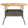 Stół ogrodowy z akacjowym blatem, szary, Ø110x71 cm, rattan PE