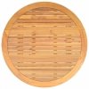 Stół ogrodowy z akacjowym blatem, beż, Ø110x71 cm, rattan PE