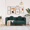 Sofa 2-osobowa z poduszkami, ciemnozielona, aksamit