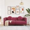Sofa 3-osobowa z poduszkami, winna czerwień, aksamit