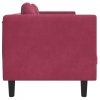 Sofa 3-osobowa z poduszkami, winna czerwień, aksamit