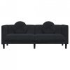 Sofa 3-osobowa z poduszkami, czarna, aksamit
