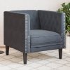 Fotel Chesterfield, ciemnoszary, tapicerowany aksamitem