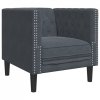 Fotel Chesterfield, ciemnoszary, tapicerowany aksamitem
