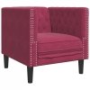 Fotel Chesterfield, winna czerwień, tapicerowany aksamitem