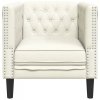 Fotel Chesterfield, kremowy, tapicerowany aksamitem