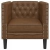 Fotel Chesterfield, brązowy, sztuczna skóra zamszowa