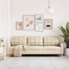 3-osobowa sofa, kremowa, 210 cm, tapicerowana tkaniną