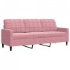 Sofa 3-osobowa, różowa, 180 cm, obita aksamitem