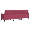 Sofa 3-osobowa, winna czerwień, 210 cm, obita aksamitem