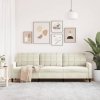 3-osobowa sofa, kremowa, 210 cm, tapicerowana aksamitem