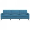 Sofa 3-osobowa, niebieski, 210 cm, obita aksamitem