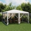 Namiot imprezowy z 8 ścianami z siatki, biały, 4x4 m, HDPE