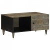 Stolik kawowy Jasnoszary 80x50x40 cm Drewno lite Mango