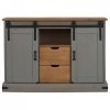 Komoda HALDEN 2 Drzwi przesuwne Szara 112x40x80 cm Drewno lite