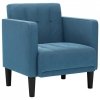 Sofa Fotel z Podłokietnikami Niebieski 53 cm Aksamit