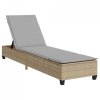 Leżak z poduszkami beżowy 55x200x25,5cm polirattan