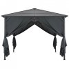 Altana ogrodowa z zasłonami, aluminiowa, 3 x 3 m, czarna