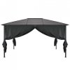 Altana ogrodowa z zasłonami, aluminiowa, 4 x 3 x 2,6 m, czarna