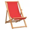 Składany leżak plażowy, lite drewno tekowe, czerwony