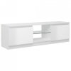 Szafka pod TV z oświetleniem LED, biała, połysk, 120x30x35,5 cm