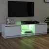 Szafka pod TV z oświetleniem LED, biała, 140 x 40 x 35,5 cm