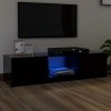 Szafka pod TV z oświetleniem LED, czarna, 140x40x35,5 cm