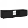 Szafka pod TV z oświetleniem LED, czarna, 140x40x35,5 cm